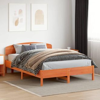 vidaXL Cabecero De Cama Madera Maciza De Pino Marr&oacute;n Cera 160 Cm Vidaxl