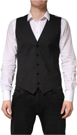 Dolce & Gabbana Wollen Formeel Geklede Gilet - Heren - Gillet - Zwart - M - Wol - Kostuums