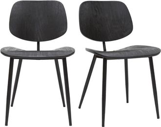 Miliboo Set De 2 Sillas De Madera Negra Y Metal Negro Tobias