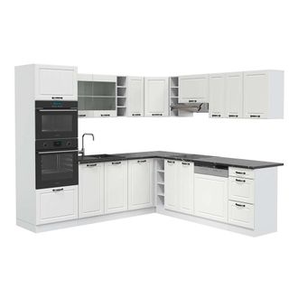Vicco Cocina Esquinera R-line, Casa De Campo Blanca/blanca, 237 X 247 Cm, Et Antracita
