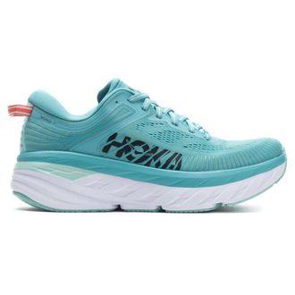 Hoka One One Hoka Bondi 7 Textile Synthetic Womens Lace Up Trainers - Aquarelle Eggshell Blue - Size:UK 9.5