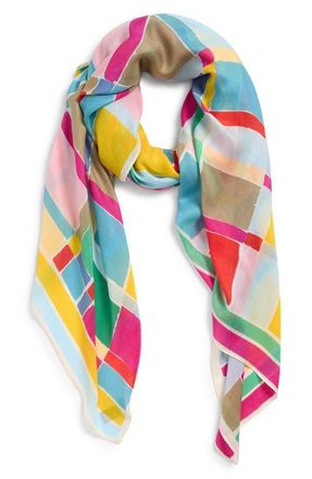 Echo Painted Plaid Wrap in White Multi at Nordstrom