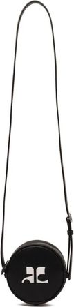 Courr&egrave;ges Zwarte Leren Cirkeltas met AC Logo - Dames - Schoudertassen - Zwart - ONE Size - Tassen