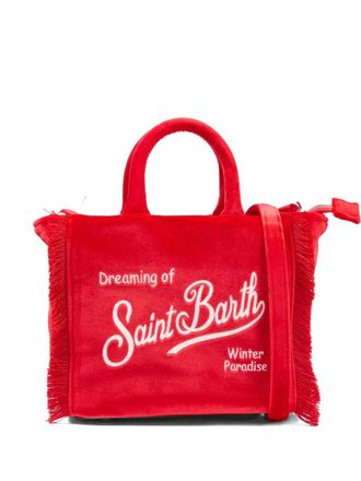 MC2 Saint Barth mini Vanity fringe lettering tote bag - women - Polyester - One Size - Red