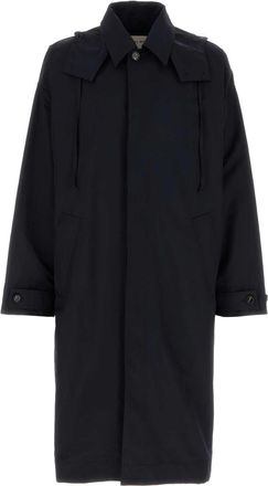 Bottega Veneta Navy Blue Nylon Blend Trench Coat
