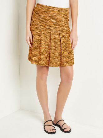 Misook Mini A-Line Skirt - Pleated Tweed Knit