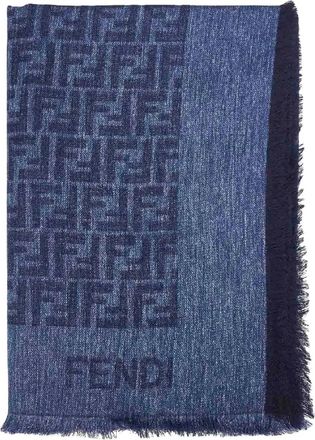 Fendi Sciarpa FF con frange - Blu