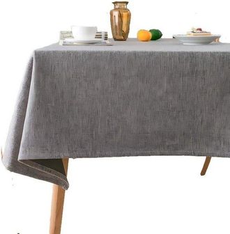 No Brand Mantel De Lino - Impermeable - Rectangular - Material De Algod&oacute;n Y Lino - Lavable - Apto Para Mesas De Comedor Y Fiestas - Gris Oscuro - 140 X 200 Cm