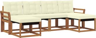 vidaXL Conjunto De Sof&aacute;s De Exterior 6 Uds. Natural Y Crema Vidaxl