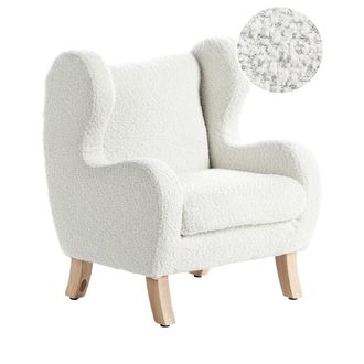 Beliani Sill&oacute;n De Boucl&eacute; Tapizado Con Reposabrazos Suave Mobiliario Habitaci&oacute;n Infantil Blanco Crema Farum