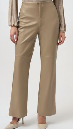Joseph Ribkoff Leatherette Wide Leg Pull On Pants In Fawn