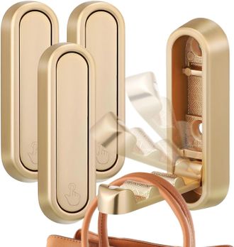 OEM Ganchos Para Ropa Plegables Chapados En Oro Con Montaje En Pared A 90 Grados, Dise&ntilde;o De Gancho Invisible, Montaje Autoadhesivo O Con Taladro, Capacida