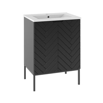 Petits Meubles Mueble lavabo individual encastrado paneles de melamina y mdf negro