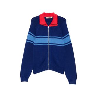 Marni Striped Zip-up Cotton Sweater