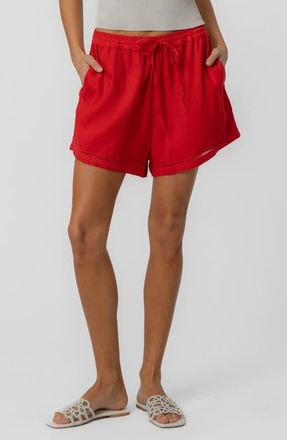 Kut from the Kloth Aria Linen Blend Drawstring Shorts in Tomato at Nordstrom, Size X-Small