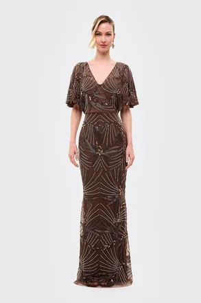Beauut Embellished Sequin Fitted Gown in Chocolate at Nordstrom, Size 12
