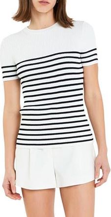 English Factory Stripe Rib Sweater in White/Black at Nordstrom Rack, Size X-Small