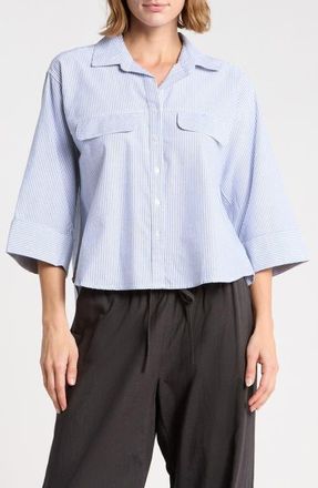 Beach Lunch Lounge Jennie Button-Up Shirt in Lake Azul at Nordstrom, Size X-Large