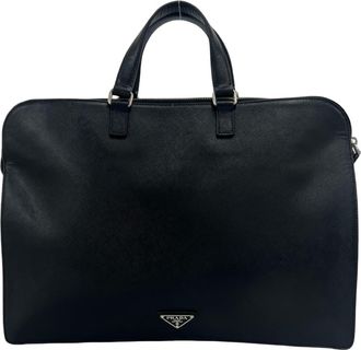 Prada Black Leather Briefcase (Pre-Owned)