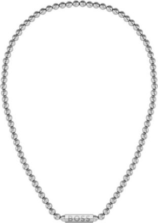 BOSS Beaded necklace in brushed stainless steel with octagonal closure