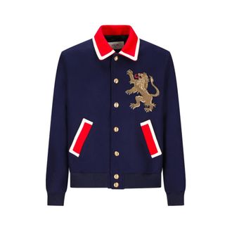 Celine Lion Patch Teddy Tresse - male - CELINE - Light Jackets - Blue - L - Jackets