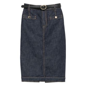 Self Portrait Front-button Denim Skirt - female - Self Portrait - Denim Skirts - Blue - S - Skirts
