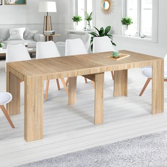 IDMarket Idmarket - Consola Extensible Orlando, 10 Plazas, 235 Cm, Madera Efecto Haya