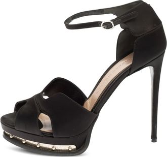 Alexander McQueen Sandali in pelle con tacco 130mm - Nero