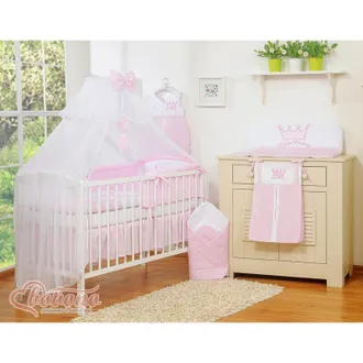 OEM Mosquitera Grande Para Cuna De Beb&eacute; De Gasa Blanca Con Anillas Y Lazo - Colgantes Rosas