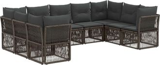 vidaXL Conjunto De Sof&aacute;s De Jard&iacute;n 9 Uds. Gris Rat&aacute;n Sint&eacute;tico Vidaxl