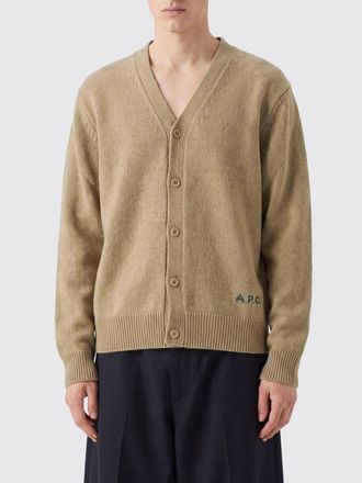 A.P.C. A. P.C. V-Neck Pure Wool Cardigan with Contrast Logo