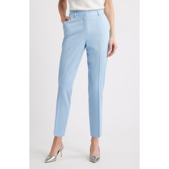Tahari by ASL Classic Pinstripe Straight Leg Pants in Ice Blue at Nordstrom, Size 10