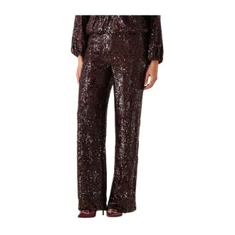 Co'Couture Broeken, Dames, Bruin, XS, Polyester, Sophiecc Sequin LL Pant