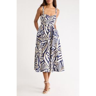 Diane Von F&uuml;rstenberg Audrey Floral Print Sleeveless Sundress in Savanna Shadow Navy at Nordstrom Rack, Size X-Small
