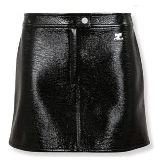 Courr&egrave;ges Short Skirts, female, Black, L, Reedition Vinyl Mini Skirt