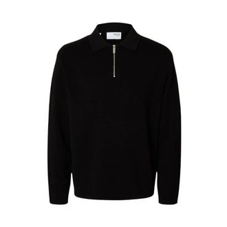 Selected Teller Half-Zip Polo - Heren - Tops - Zwart - Maat: M Viscose