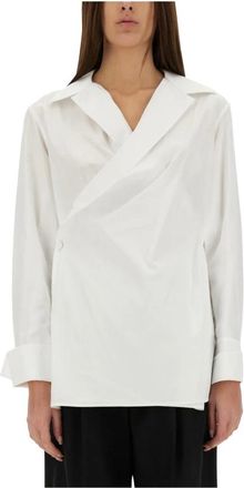 Givenchy Asymmetrisch Overhemd met Overlap - Dames - Overhemden - Wit - S - Katoen - Overhemden