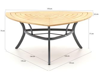 Hartman Hartman Troy/Triangular 170cm dining tuinset 7-delig verstelbaar