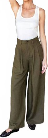 Emerson Fry Atelier Pleated Wide Leg Pant In Martini Olive