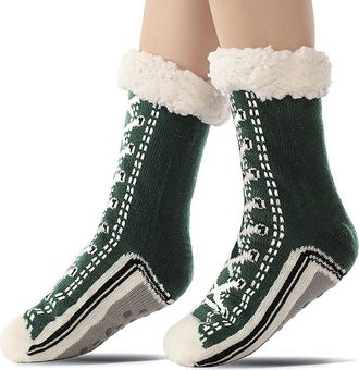 Generic Winter Socks for Women Thermal Anti Slip Socks for Women, Slippers Socks for Women Womens Christmas Socks (Army Green)
