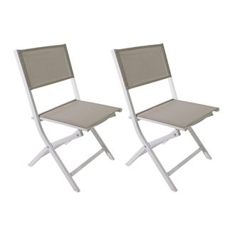 Mobili Rebecca Mobili Rebecca - Sillas Plegables Rebecca Mobili Ilomba 84x48x57 Aluminio Poli&eacute;ster Blanco Beige Moderno Conjunto 2 P