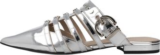 Pinko Zilveren Spiegelafwerking Open Teen Muiltjes - Dames - Slip ons - Grijs - 38 EU - Schoenen