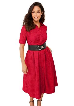 Jessica London Eyelet Shirt Dress in Vivid Red at Nordstrom, Size 14