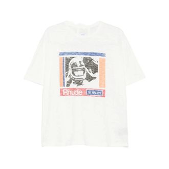Rhude Logo Slub T-shirt - Heren - Tops - Wit - Maat: L Katoen