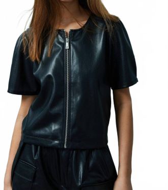 M&eacute;lissa Nepton Houston Faux Leather Zip-Up Vest In Black