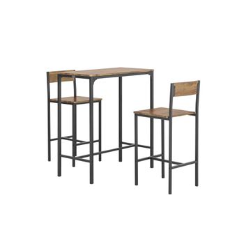 SoBuy Set Mesa Alta De Bar Y 2 Taburetes Con Respaldos De Estilo Industrial Es L89cm X D45cm X H100cm Ogt03-xl Sobuy Es