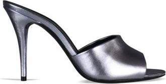 Saint Laurent LA 16 Mules - Dames - Muiltjes - Grijs - 37 EU - Leer - Schoenen