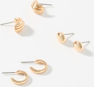 Simons Womens Varied metallic earrings Set of 3