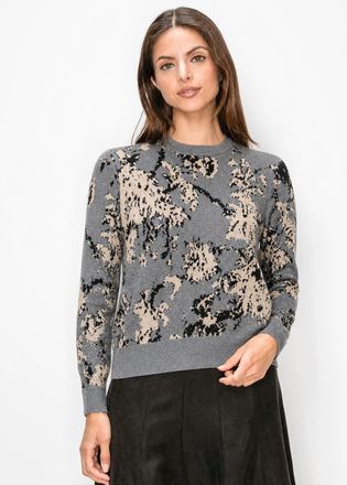 YAL New York Grey Jacquard Knit Sweater