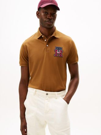 Tommy Hilfiger Mens Regular Fit Textured Monogram Polo - Brown - XXXL